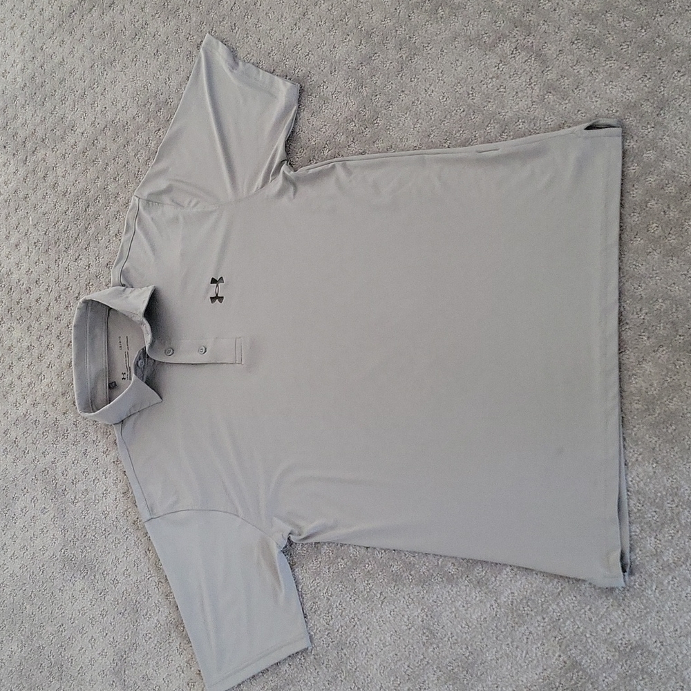 Men's light grey Under Armour Heatgear polo size L